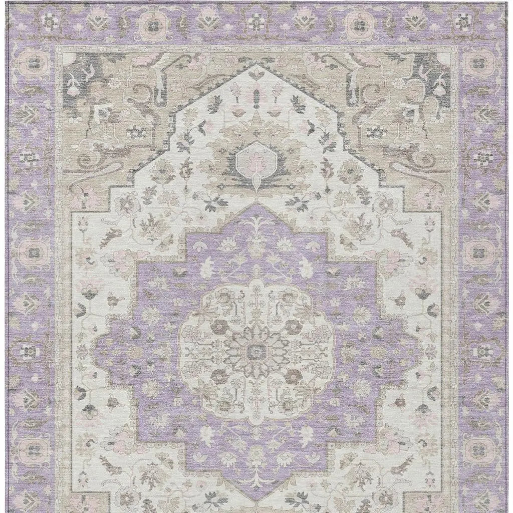 9' X 12' Lavender And Orange Oriental Washable Indoor Outdoor Area Rug Homeroots Outdoor