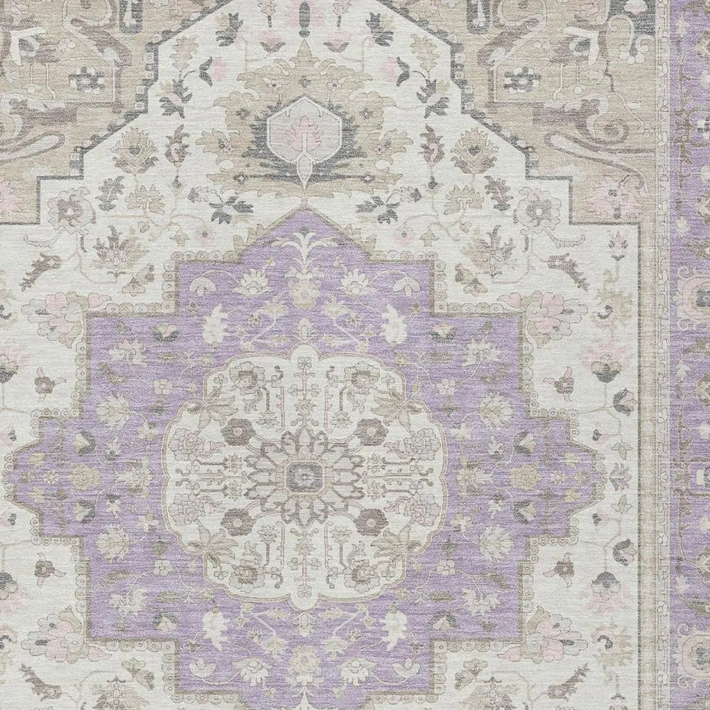 9' X 12' Lavender And Orange Oriental Washable Indoor Outdoor Area Rug Homeroots Outdoor
