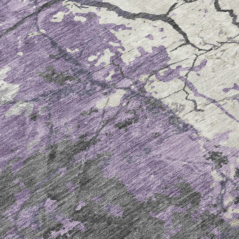 9' X 12' Lavender And Plum Abstract Washable Indoor Outdoor Area Rug Homeroots Outdoor
