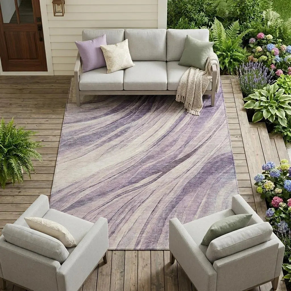 9' X 12' Lavender And Purple Abstract Washable Indoor Outdoor Area Rug Homeroots Outdoor