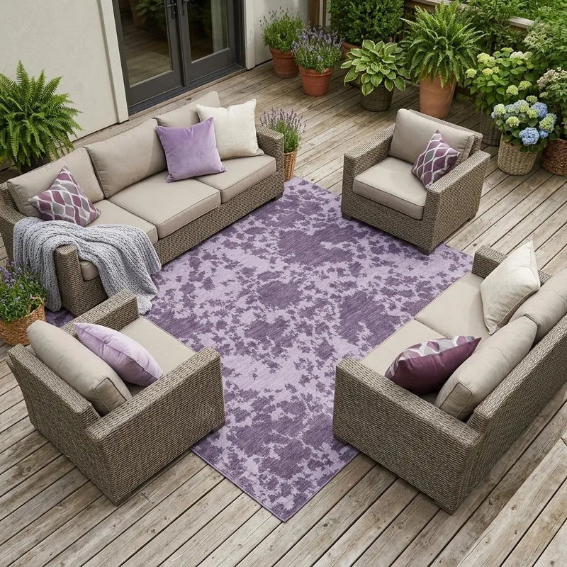9' X 12' Lavender And Purple Abstract Washable Indoor Outdoor Area Rug Homeroots Outdoor