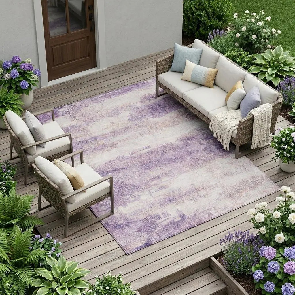 9' X 12' Lavender And Purple Abstract Washable Indoor Outdoor Area Rug Homeroots Outdoor