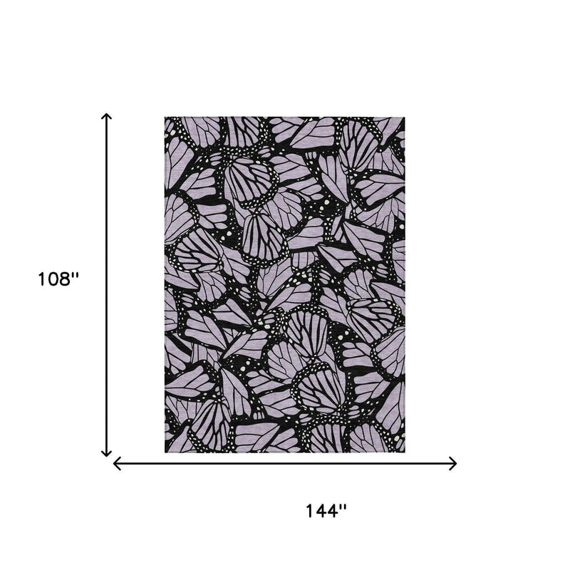 9' X 12' Lavender And Purple Animal Print Washable Indoor Outdoor Area Rug Homeroots Outdoor