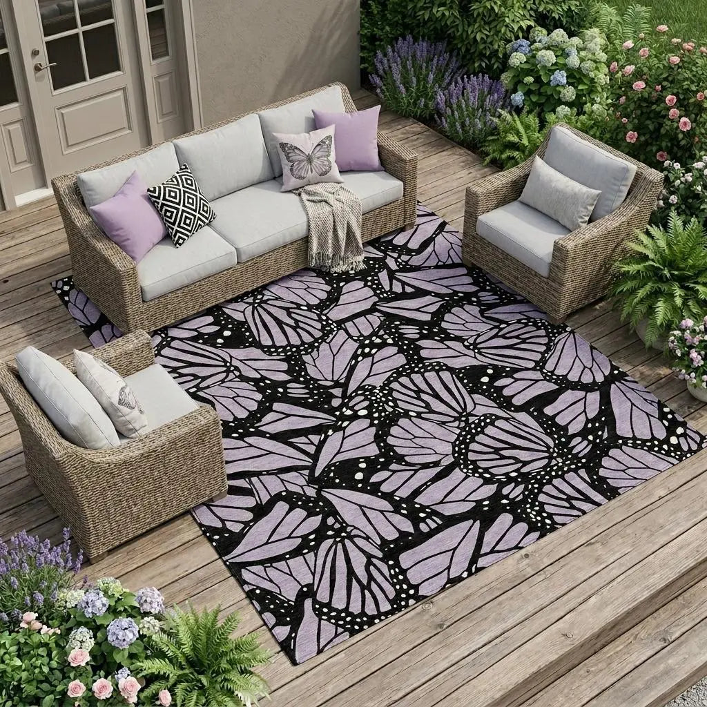 9' X 12' Lavender And Purple Animal Print Washable Indoor Outdoor Area Rug Homeroots Outdoor