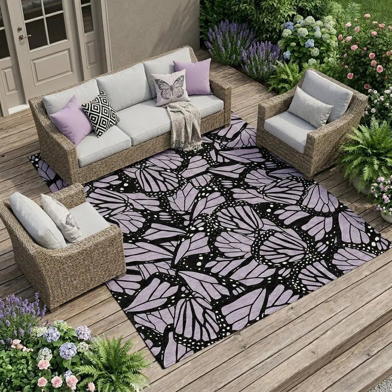 9' X 12' Lavender And Purple Animal Print Washable Indoor Outdoor Area Rug Homeroots Outdoor