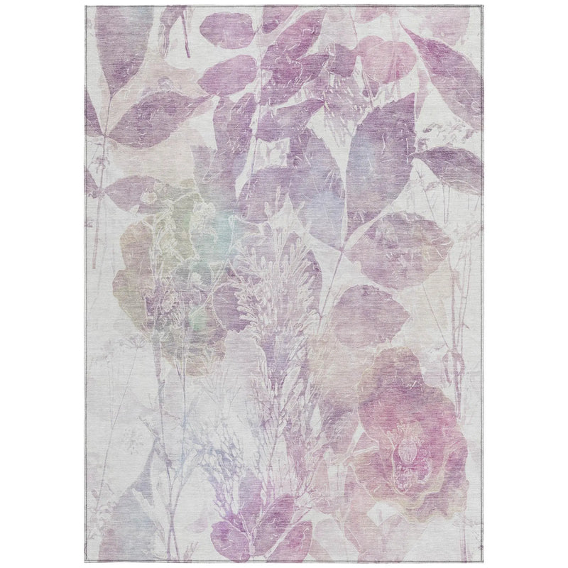 9' X 12' Lavender And Purple Botanical Leaves Washable Indoor Outdoor Area Rug Homeroots Outdoor