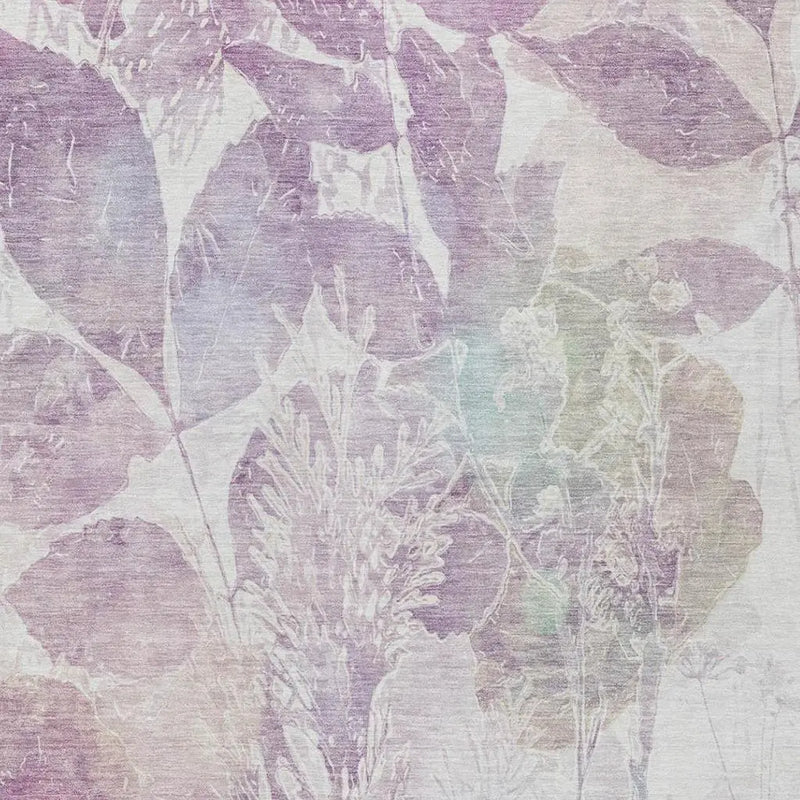 9' X 12' Lavender And Purple Botanical Leaves Washable Indoor Outdoor Area Rug Homeroots Outdoor