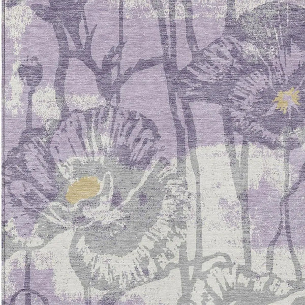 9' X 12' Lavender And Purple Floral Washable Indoor Outdoor Area Rug Homeroots Outdoor