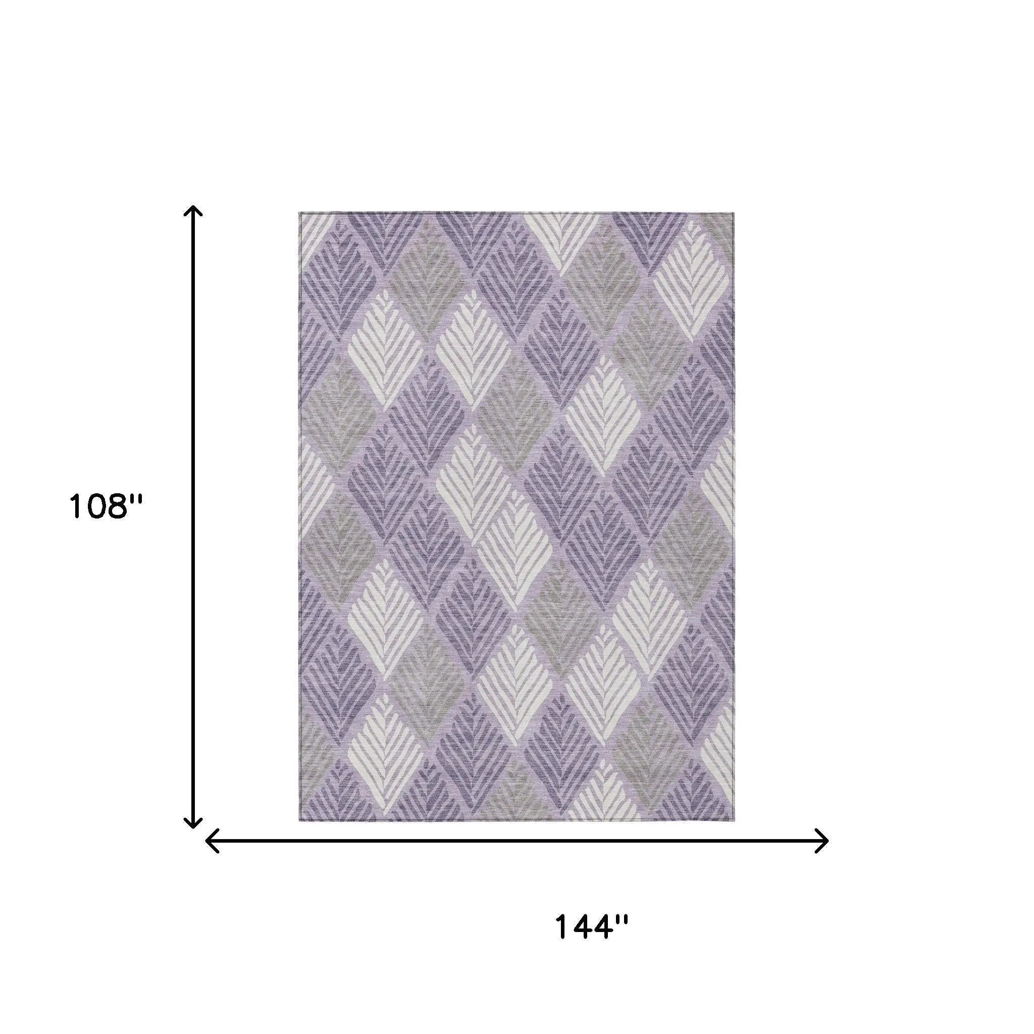 9' X 12' Lavender And Purple Geometric Washable Indoor Outdoor Area Rug Homeroots Outdoor