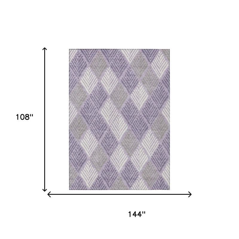 9' X 12' Lavender And Purple Geometric Washable Indoor Outdoor Area Rug Homeroots Outdoor