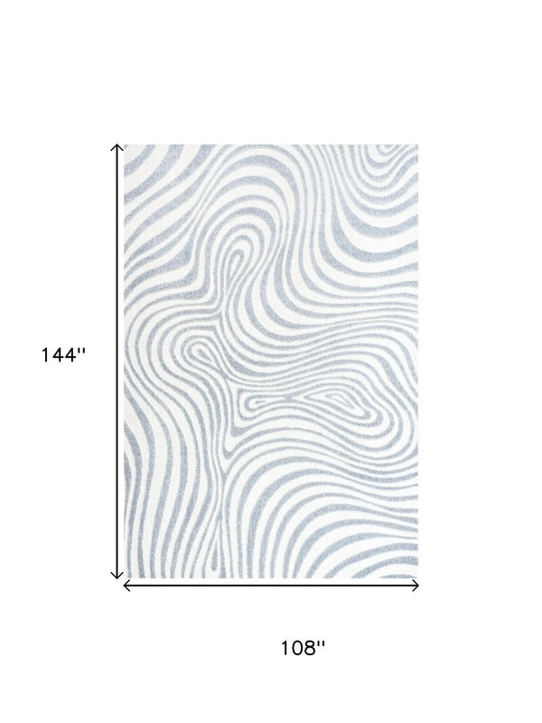 9' X 12' Light Blue And Ivory Abstract Indoor Outdoor Area Rug Homeroots Outdoor