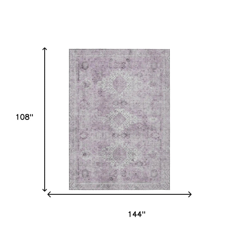 9' X 12' Lilac And Purple Oriental Washable Indoor Outdoor Area Rug Homeroots Outdoor
