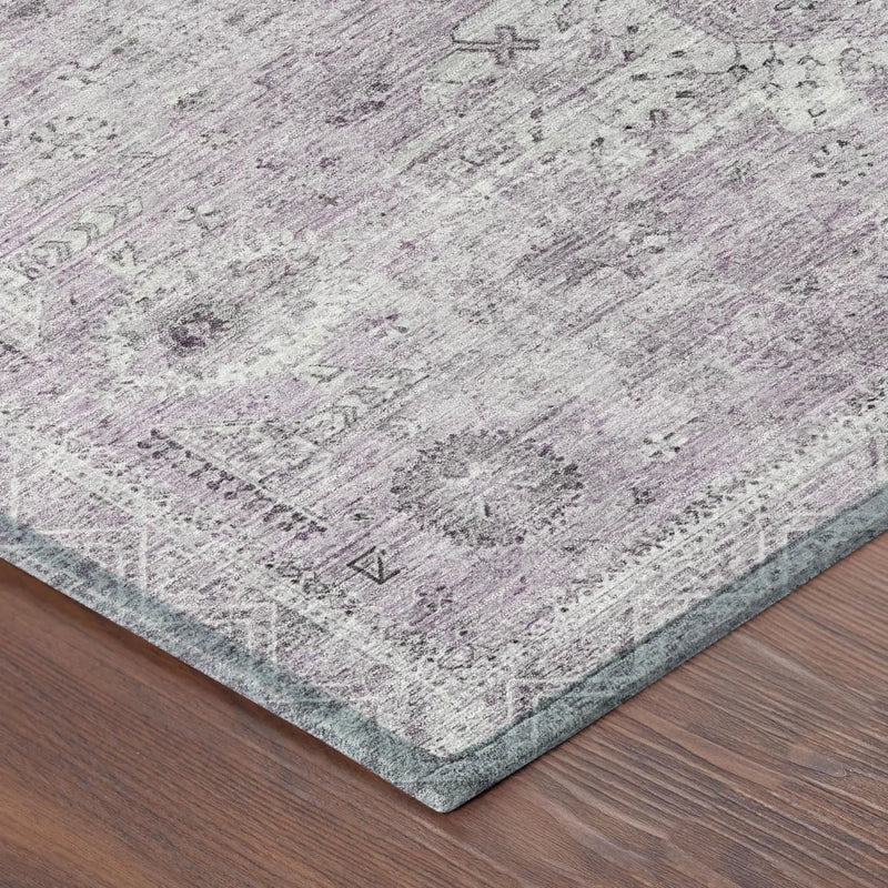 9' X 12' Lilac And Purple Oriental Washable Indoor Outdoor Area Rug Homeroots Outdoor
