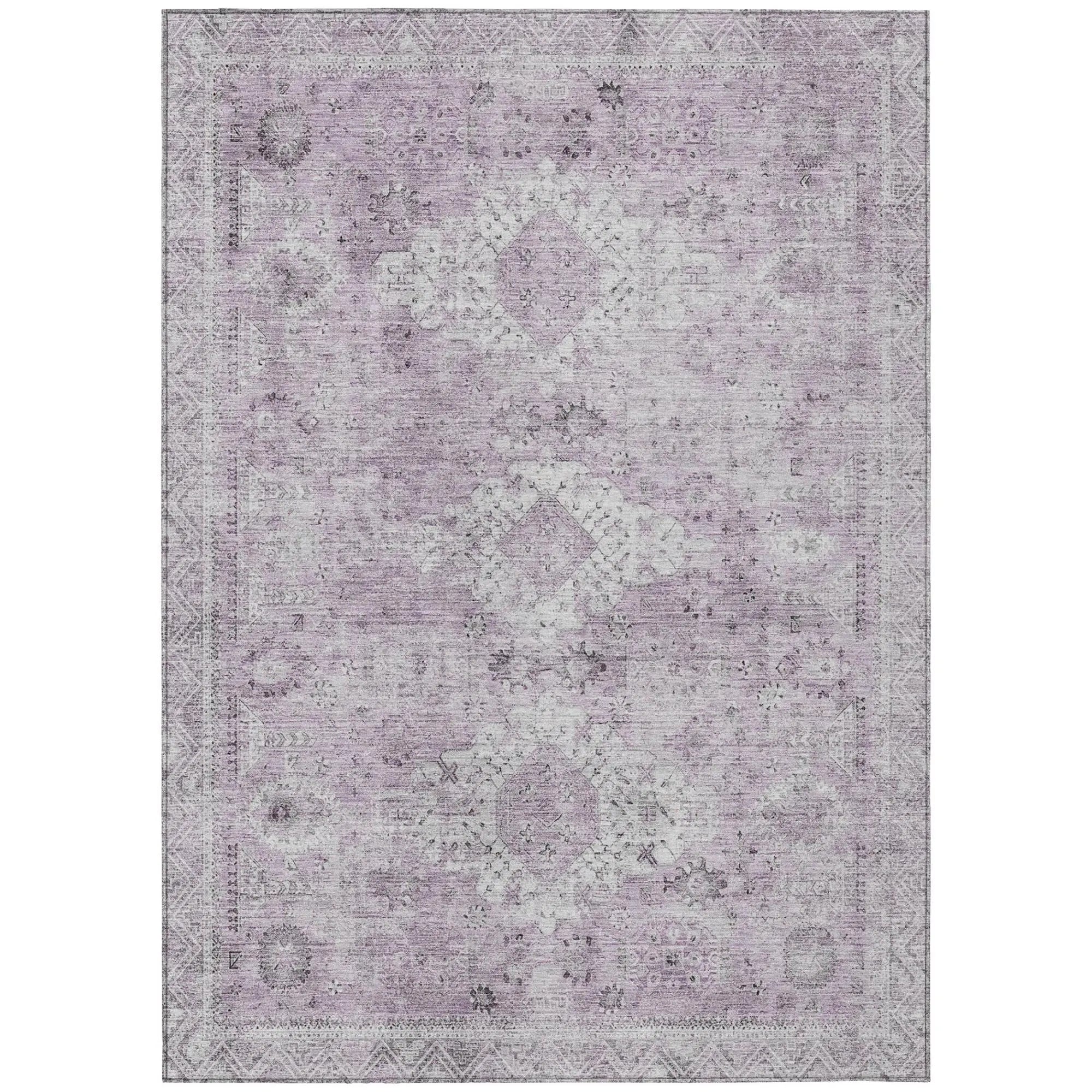 9' X 12' Lilac And Purple Oriental Washable Indoor Outdoor Area Rug Homeroots Outdoor