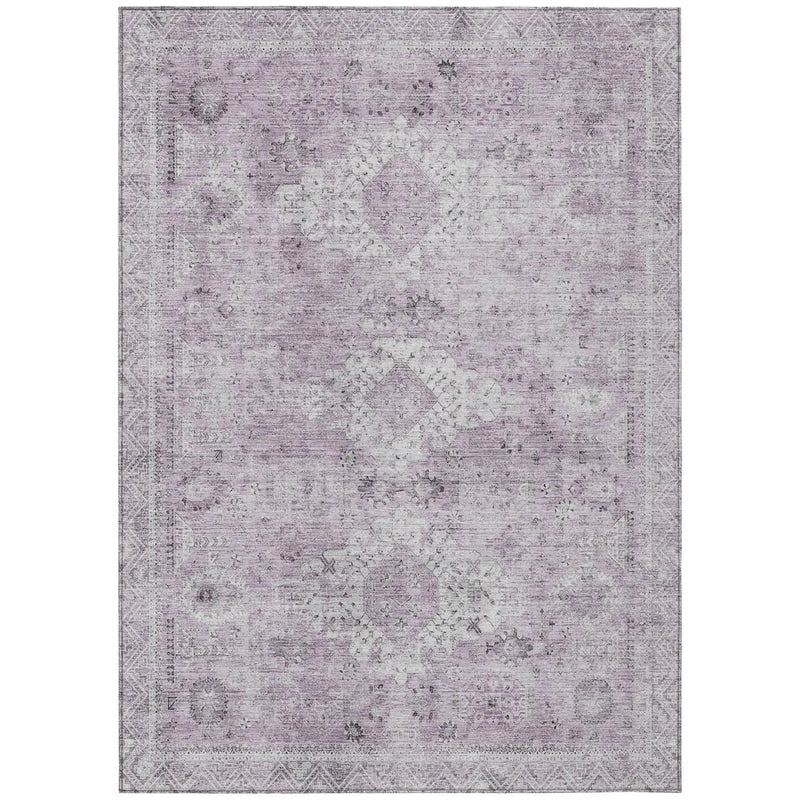 9' X 12' Lilac And Purple Oriental Washable Indoor Outdoor Area Rug Homeroots Outdoor