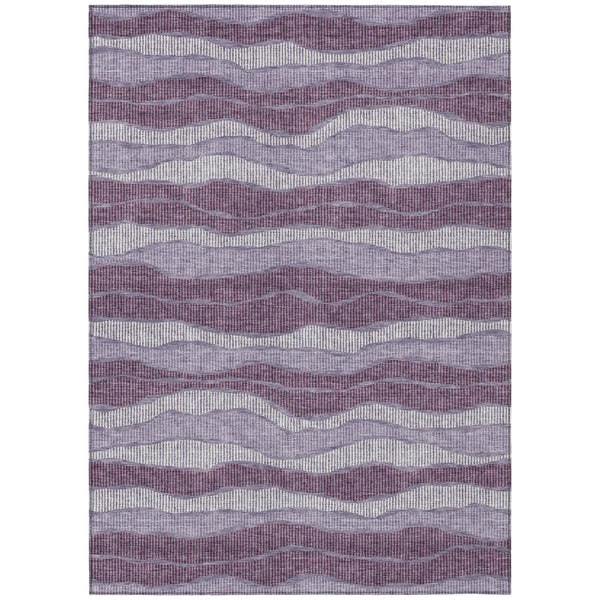 9' X 12' Lilac And Purple Striped Washable Indoor Outdoor Area Rug Homeroots Outdoor