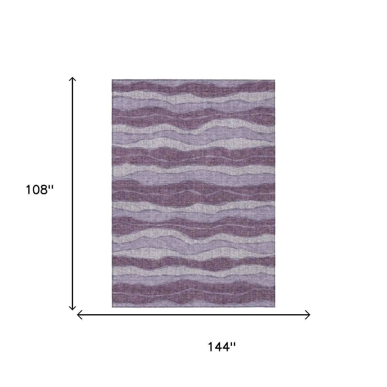 9' X 12' Lilac And Purple Striped Washable Indoor Outdoor Area Rug Homeroots Outdoor