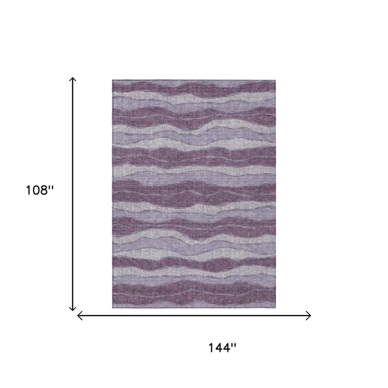 9' X 12' Lilac And Purple Striped Washable Indoor Outdoor Area Rug Homeroots Outdoor