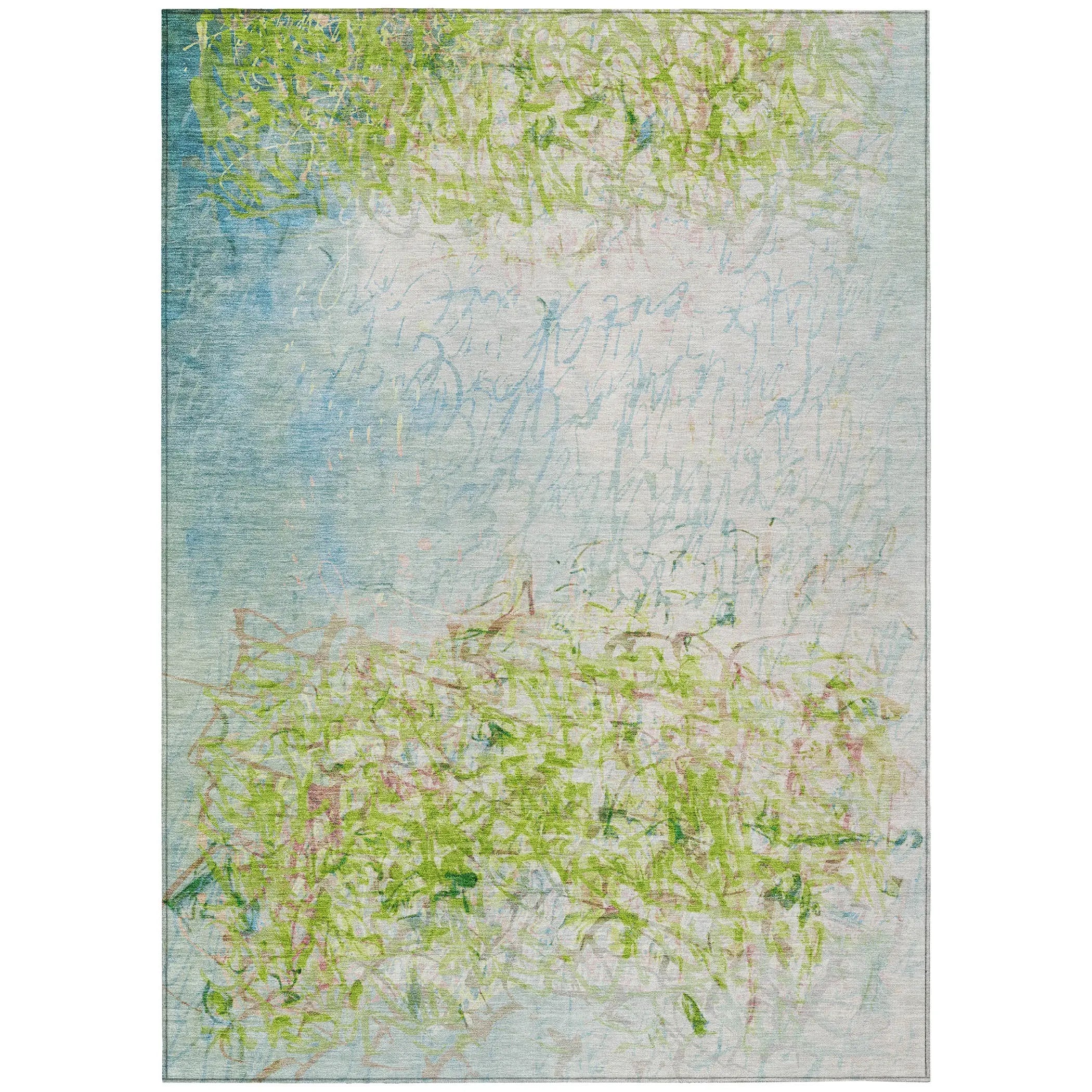9' X 12' Lime Green And Ivory Abstract Washable Indoor Outdoor Area Rug Homeroots Outdoor