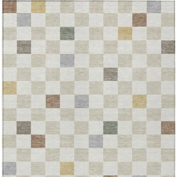 9' X 12' Linen And Black Geometric Washable Indoor Outdoor Area Rug Homeroots Outdoor