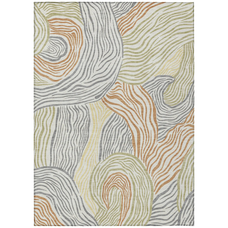 9' X 12' Linen And Green Ikat Washable Indoor Outdoor Area Rug Homeroots Outdoor