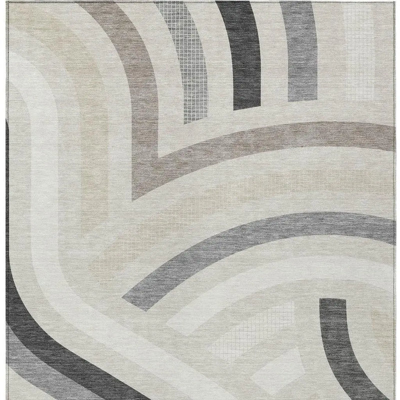 9' X 12' Linen And Ivory Abstract Washable Indoor Outdoor Area Rug Homeroots Outdoor
