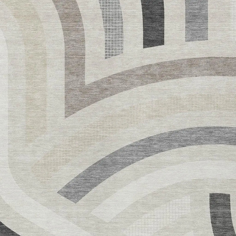 9' X 12' Linen And Ivory Abstract Washable Indoor Outdoor Area Rug Homeroots Outdoor