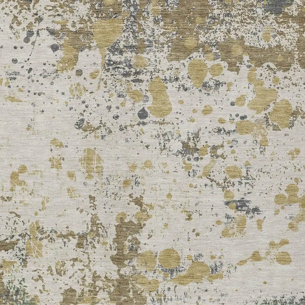 9' X 12' Linen And Ivory Abstract Washable Indoor Outdoor Area Rug Homeroots Outdoor