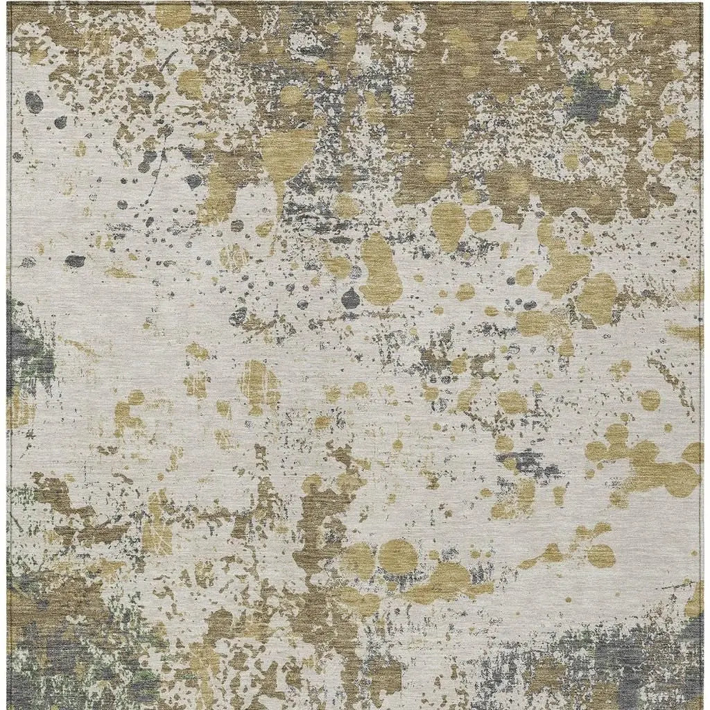9' X 12' Linen And Ivory Abstract Washable Indoor Outdoor Area Rug Homeroots Outdoor