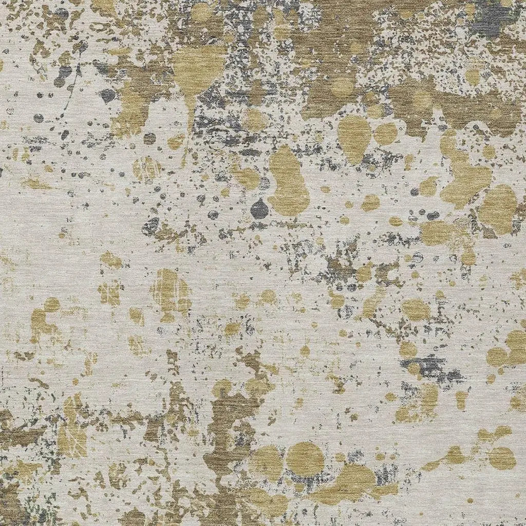 9' X 12' Linen And Ivory Abstract Washable Indoor Outdoor Area Rug Homeroots Outdoor