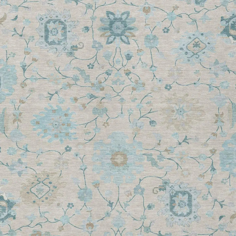 9' X 12' Linen And Ivory Floral Washable Indoor Outdoor Area Rug Homeroots Outdoor