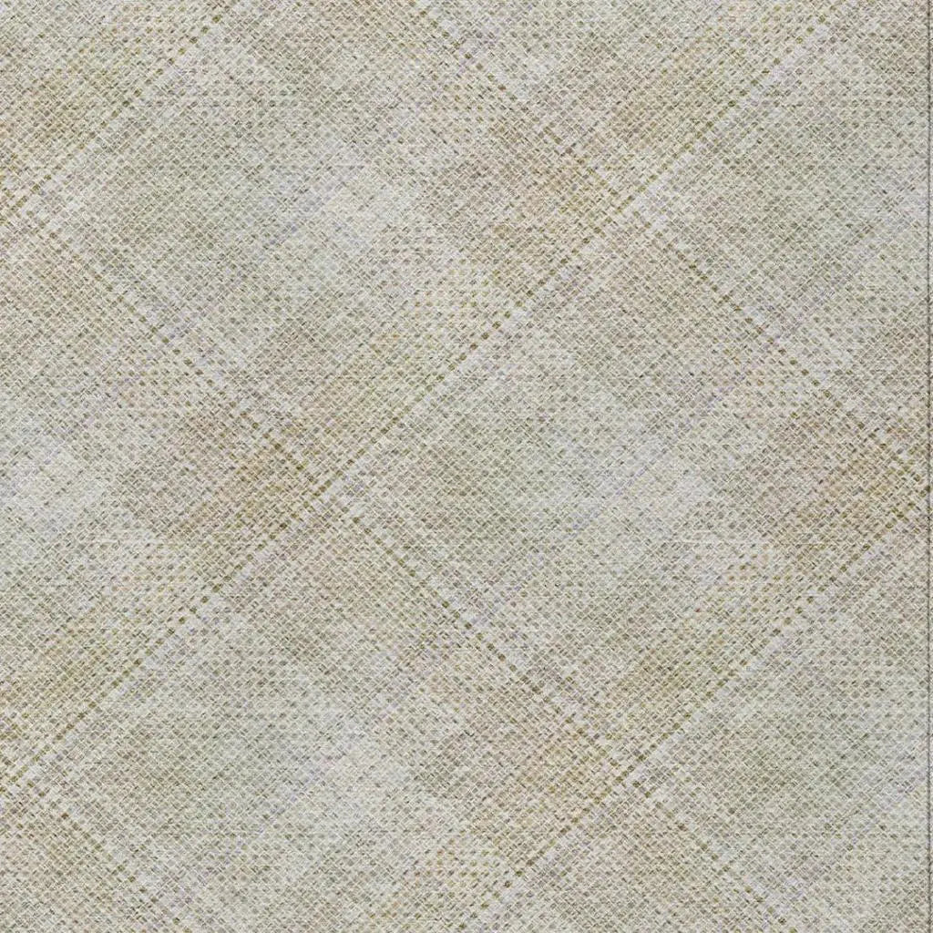 9' X 12' Linen And Ivory Plaid Washable Indoor Outdoor Area Rug Homeroots Outdoor