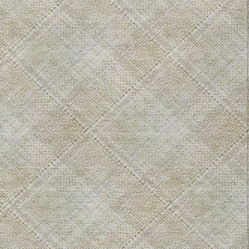 9' X 12' Linen And Ivory Plaid Washable Indoor Outdoor Area Rug Homeroots Outdoor
