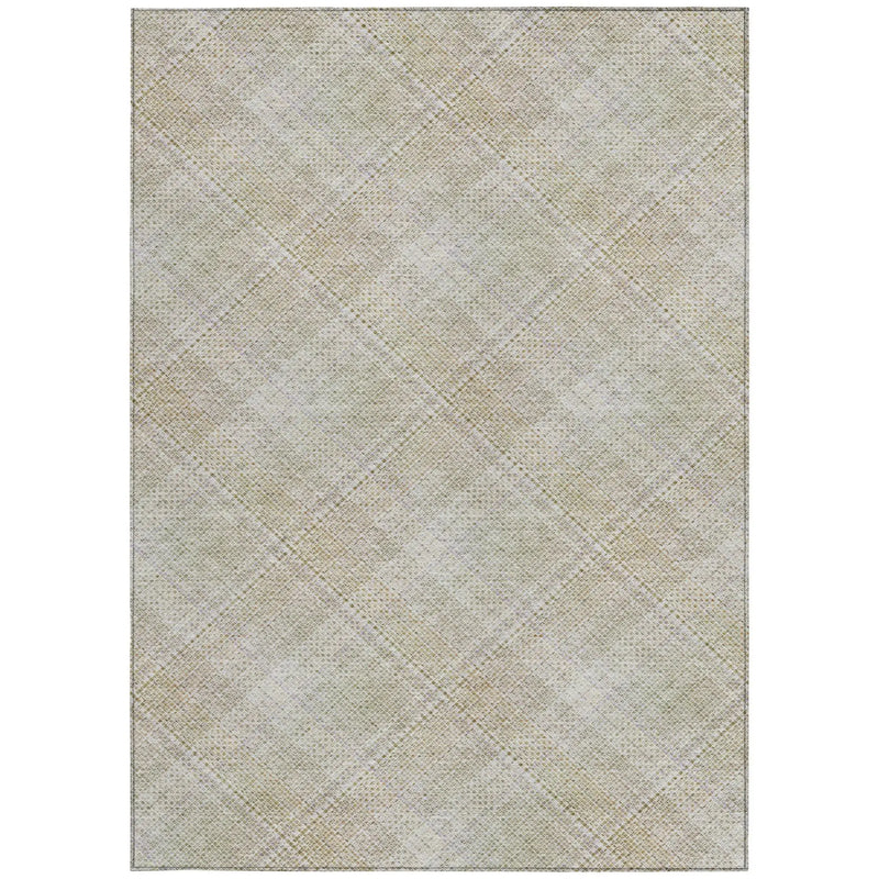 9' X 12' Linen And Ivory Plaid Washable Indoor Outdoor Area Rug Homeroots Outdoor