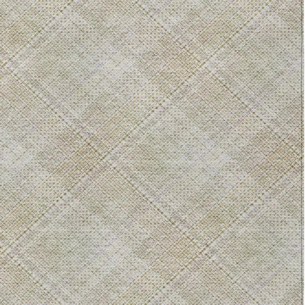 9' X 12' Linen And Ivory Plaid Washable Indoor Outdoor Area Rug Homeroots Outdoor