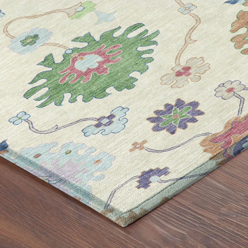 9' X 12' Linen And Navy Blue Oriental Washable Indoor Outdoor Area Rug Homeroots Outdoor