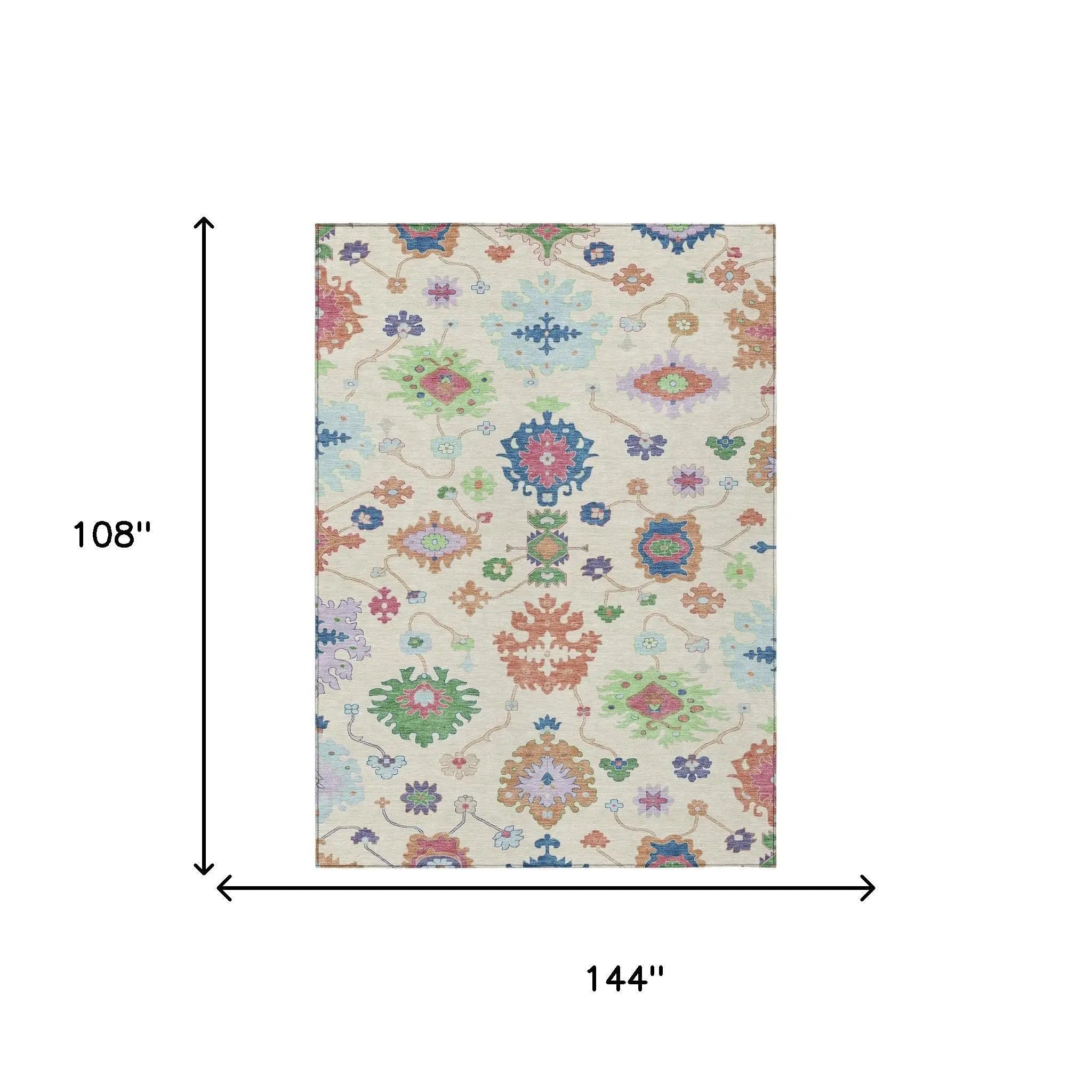 9' X 12' Linen And Navy Blue Oriental Washable Indoor Outdoor Area Rug Homeroots Outdoor