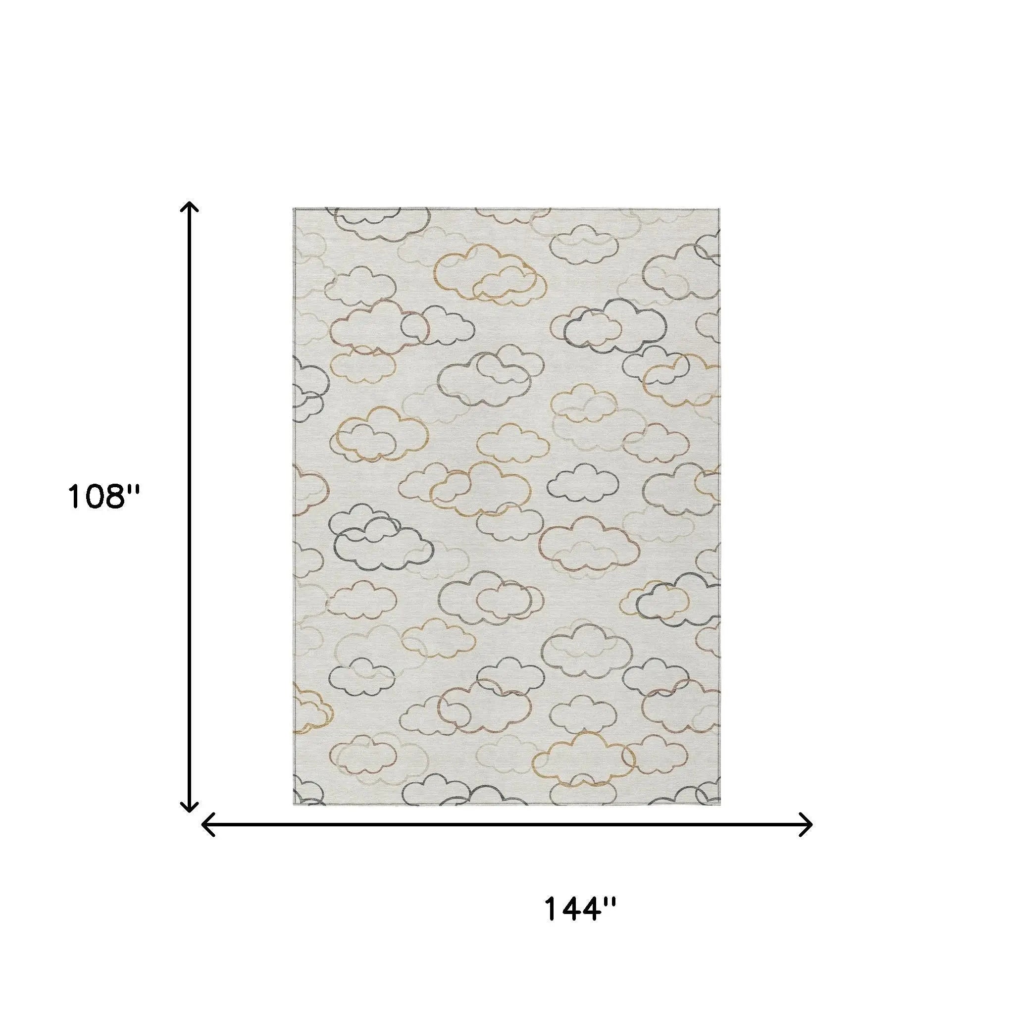 9' X 12' Linen And Wheat Abstract Washable Indoor Outdoor Area Rug Homeroots Outdoor