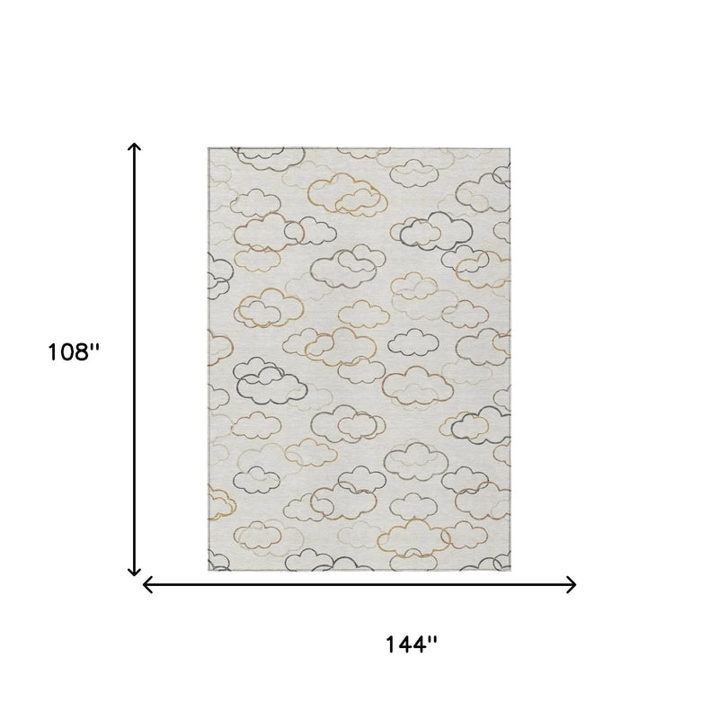 9' X 12' Linen And Wheat Abstract Washable Indoor Outdoor Area Rug Homeroots Outdoor