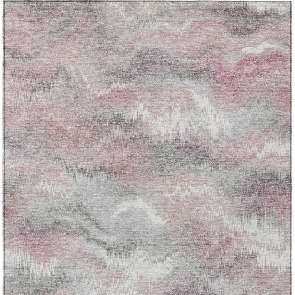 9' X 12' Mauve And Pink Abstract Washable Indoor Outdoor Area Rug Homeroots Outdoor
