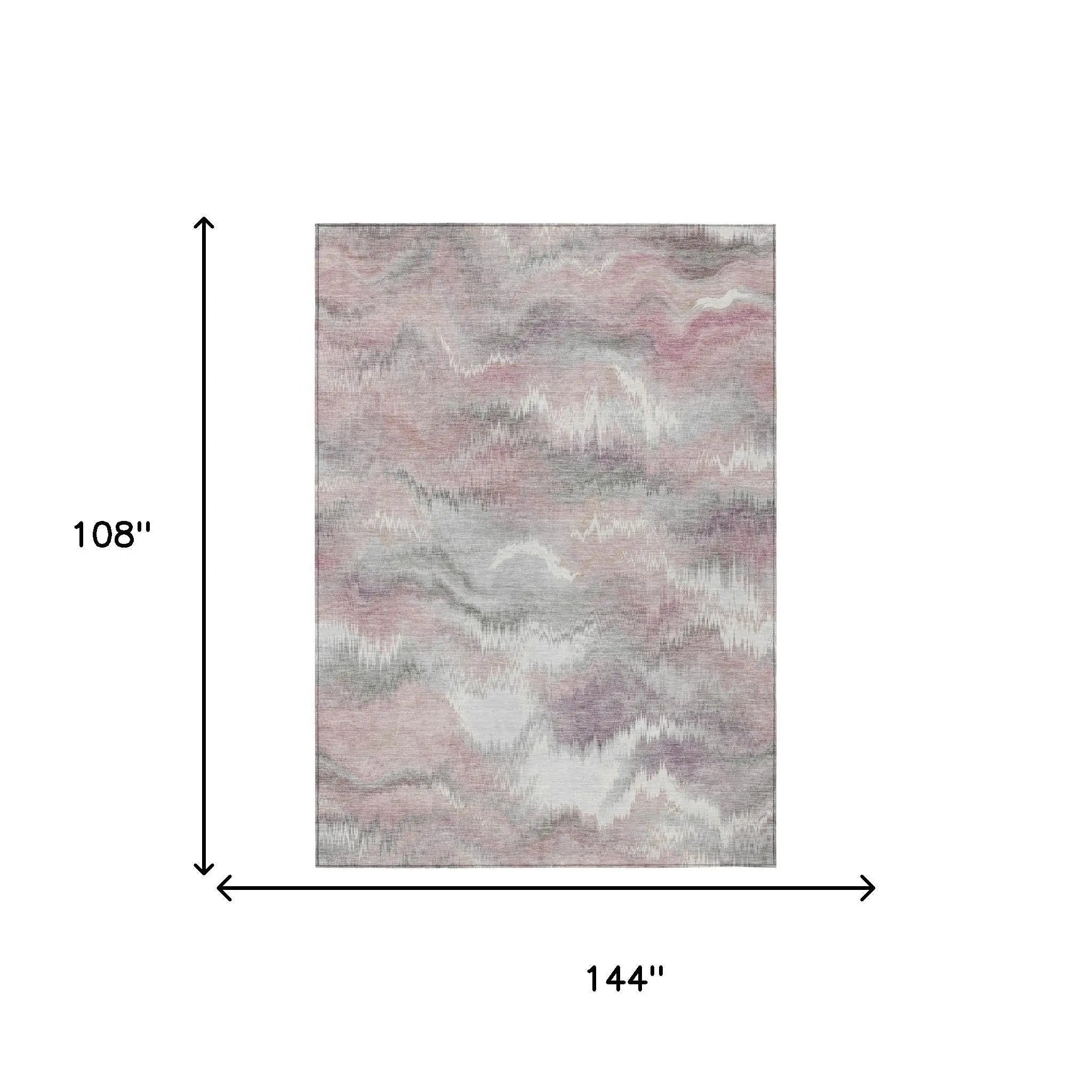 9' X 12' Mauve And Pink Abstract Washable Indoor Outdoor Area Rug Homeroots Outdoor