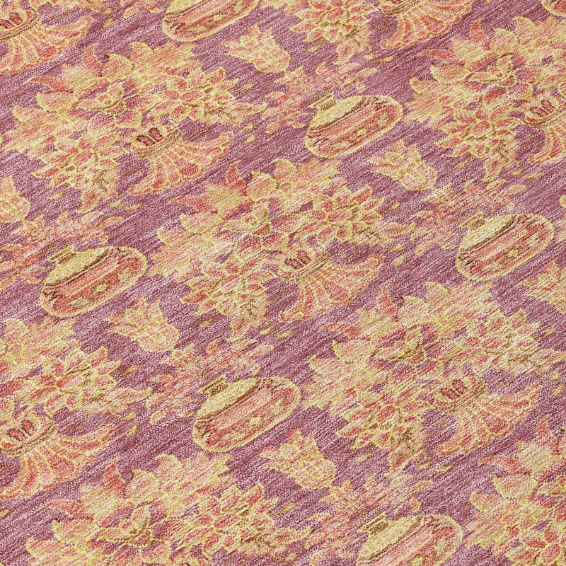 9' X 12' Mauve And Taupe Floral Washable Indoor Outdoor Area Rug Homeroots Outdoor