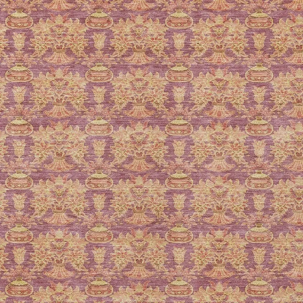 9' X 12' Mauve And Taupe Floral Washable Indoor Outdoor Area Rug Homeroots Outdoor