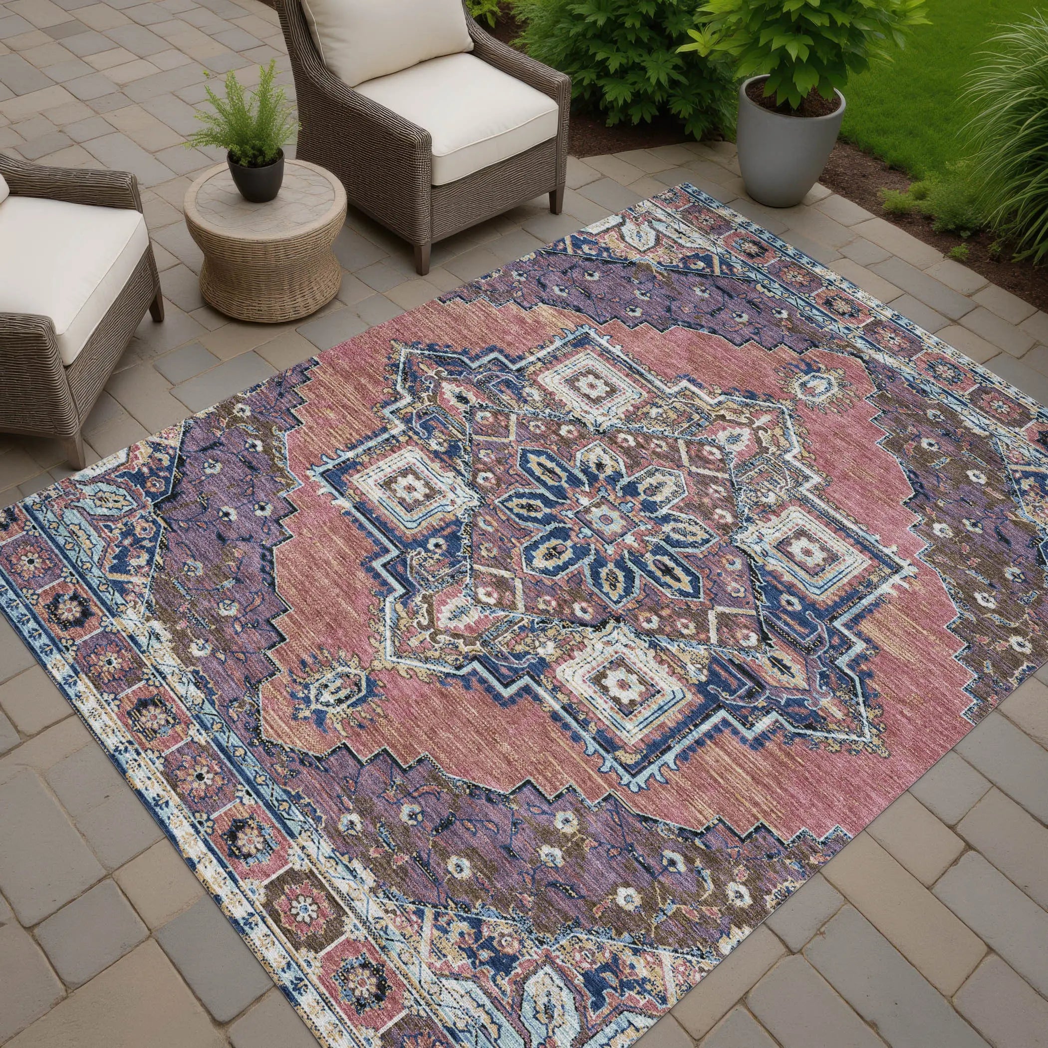 9' X 12' Merlot And Gold Oriental Washable Indoor Outdoor Area Rug Homeroots Outdoor