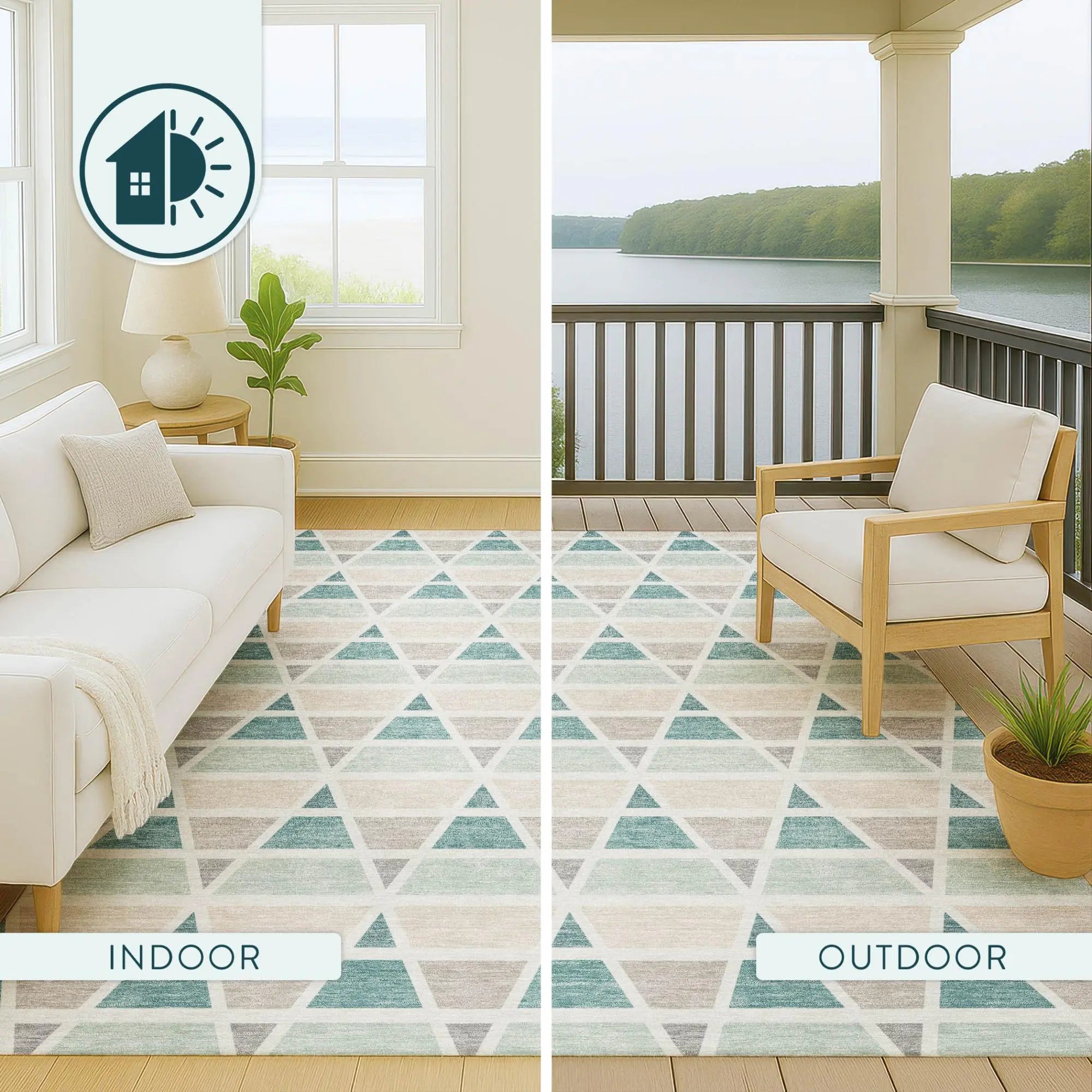 9' X 12' Mint Green And Green Geometric Washable Indoor Outdoor Area Rug Homeroots Outdoor