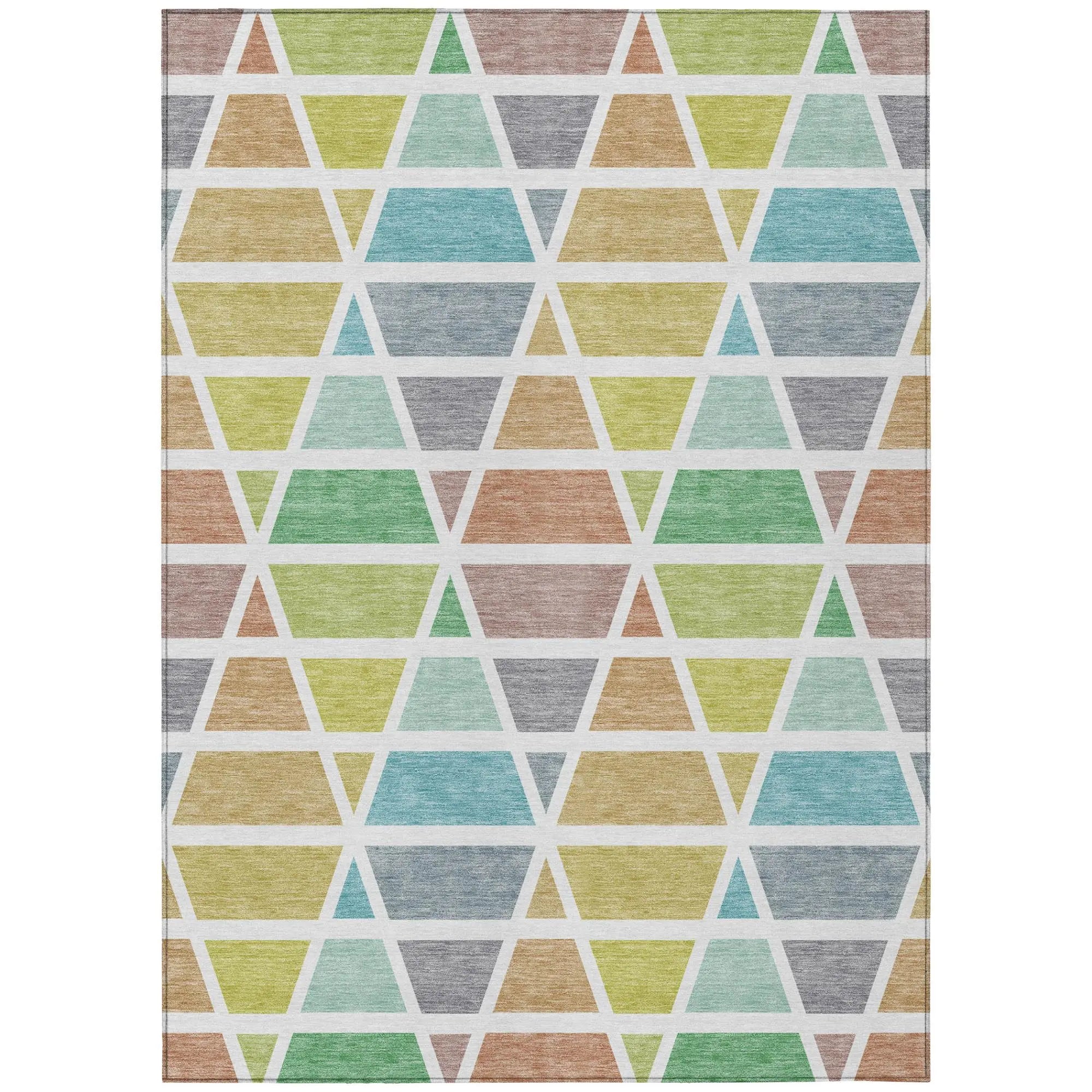 9' X 12' Mint Green And Green Geometric Washable Indoor Outdoor Area Rug Homeroots Outdoor