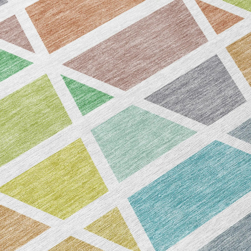 9' X 12' Mint Green And Green Geometric Washable Indoor Outdoor Area Rug Homeroots Outdoor