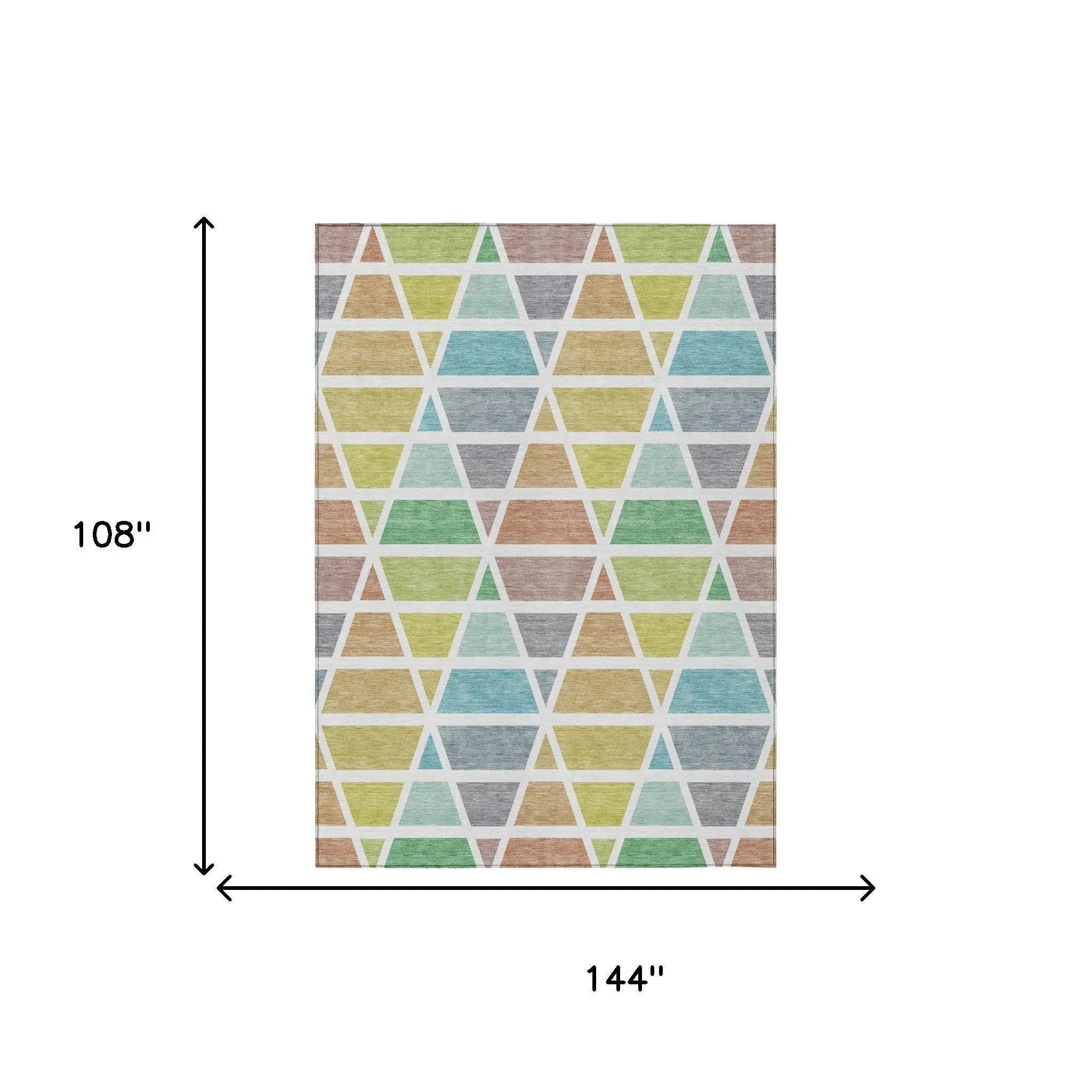 9' X 12' Mint Green And Green Geometric Washable Indoor Outdoor Area Rug Homeroots Outdoor