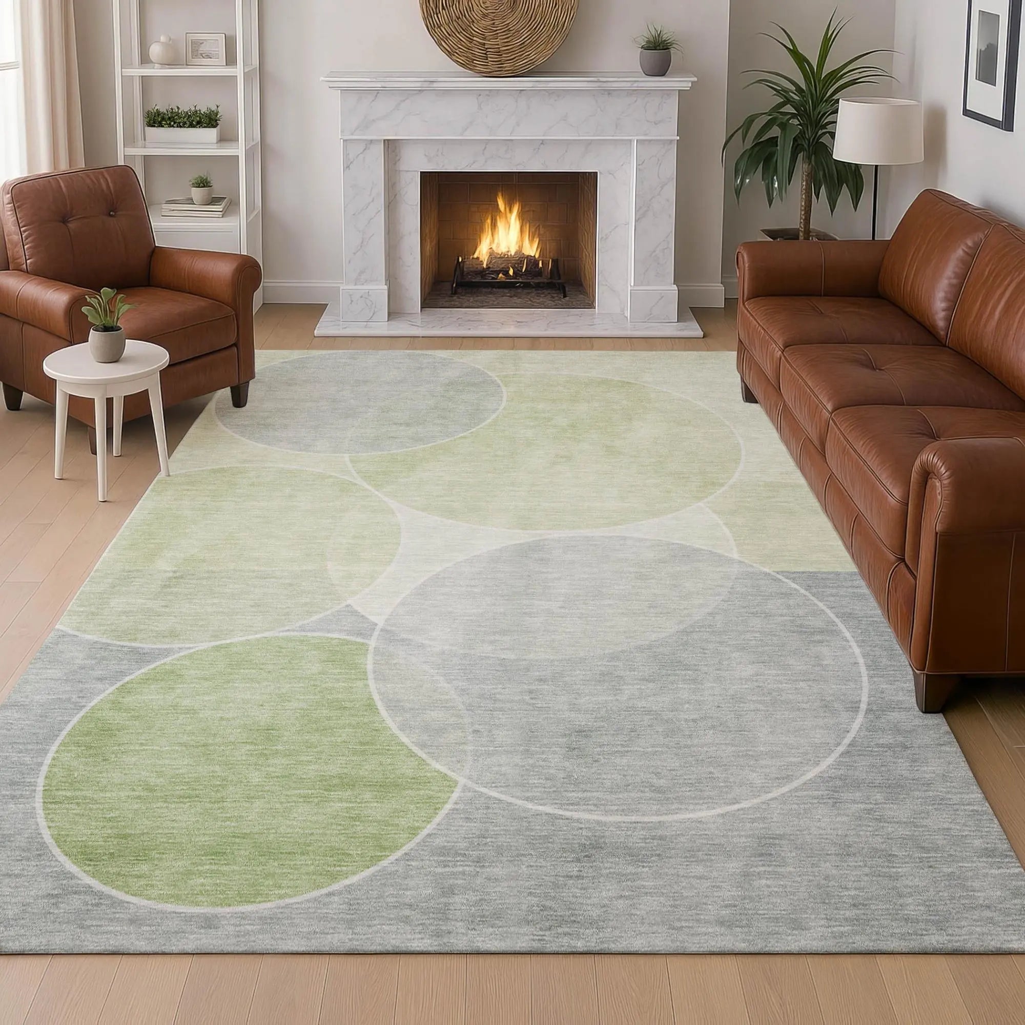 9' X 12' Mint Green And Green Geometric Washable Indoor Outdoor Area Rug Homeroots Outdoor