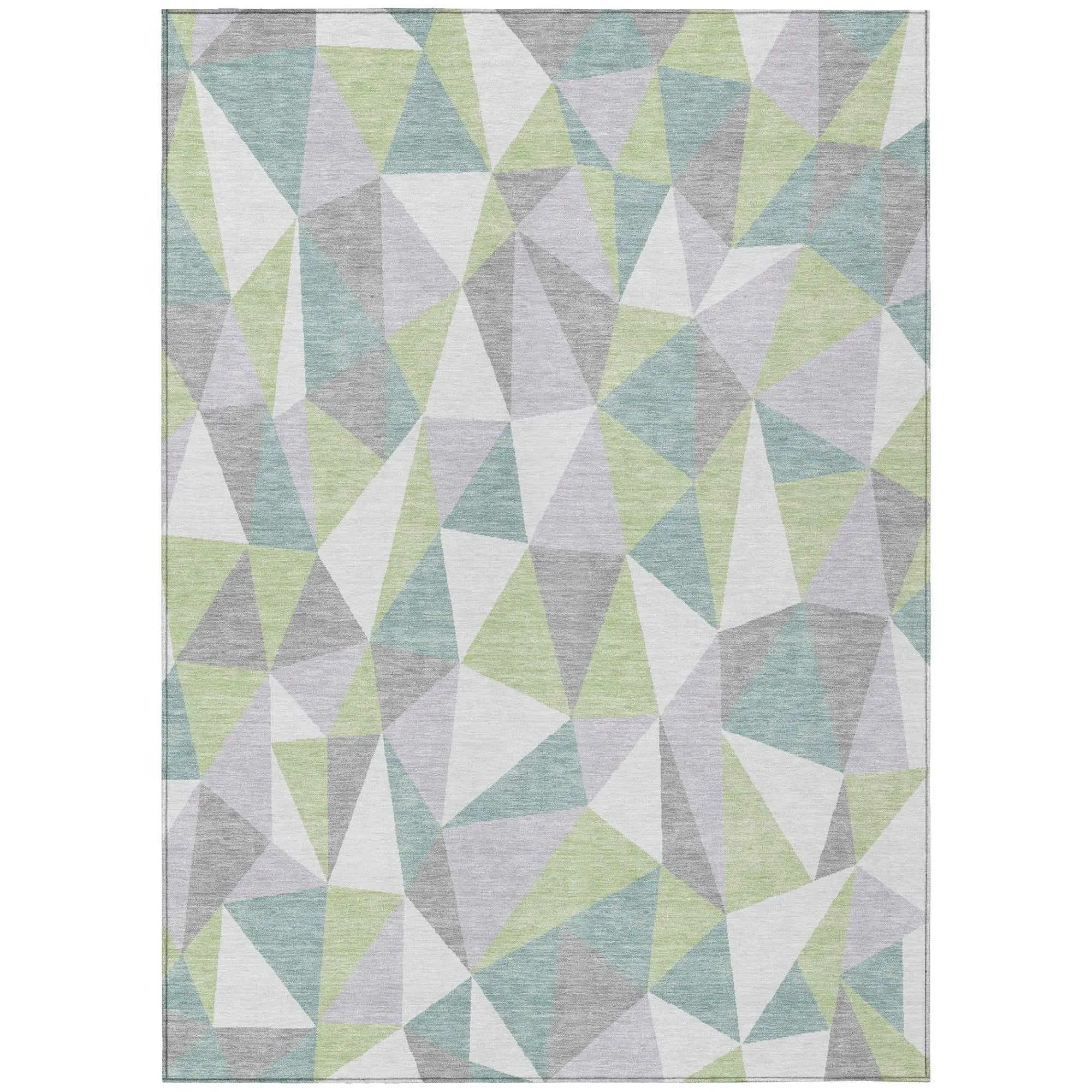 9' X 12' Mint Green And Green Geometric Washable Indoor Outdoor Area Rug Homeroots Outdoor